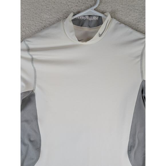 Nike Pro Combat Shirt Mens Medium White Hyperwarm Dri Fit Fitted 479925-100 - Picture 7 of 16